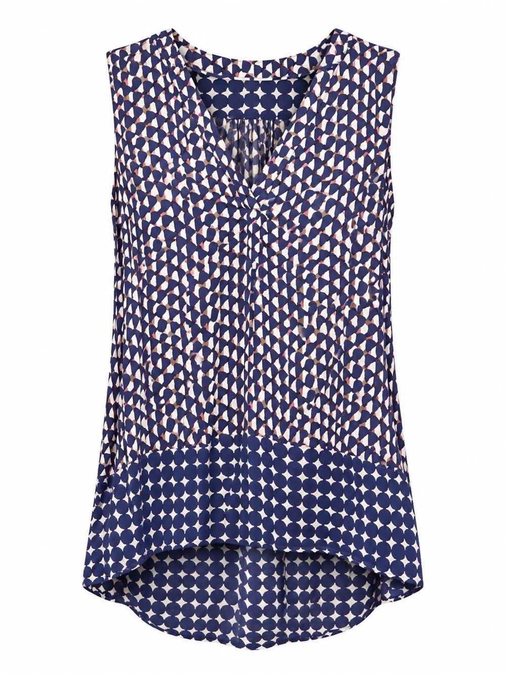 Boden Hotchpotch Geometric Print Sleeveless High Low Blouse Size 2